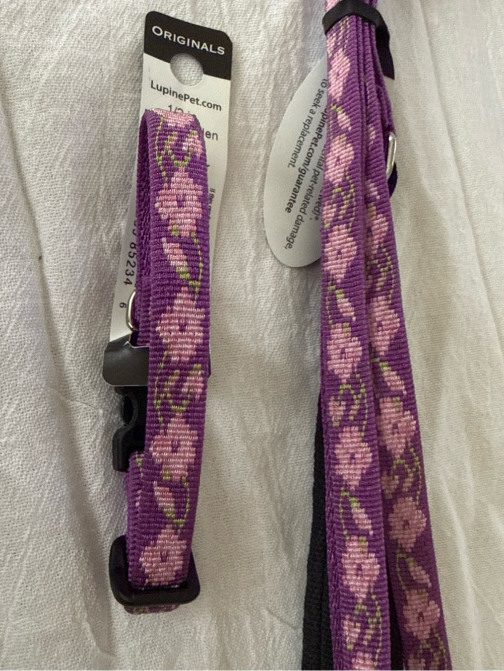 Tiny Teacup Dog Collar And Leash Set Rose Garden Lupine Pet 8-12 Inch 4ft Lead